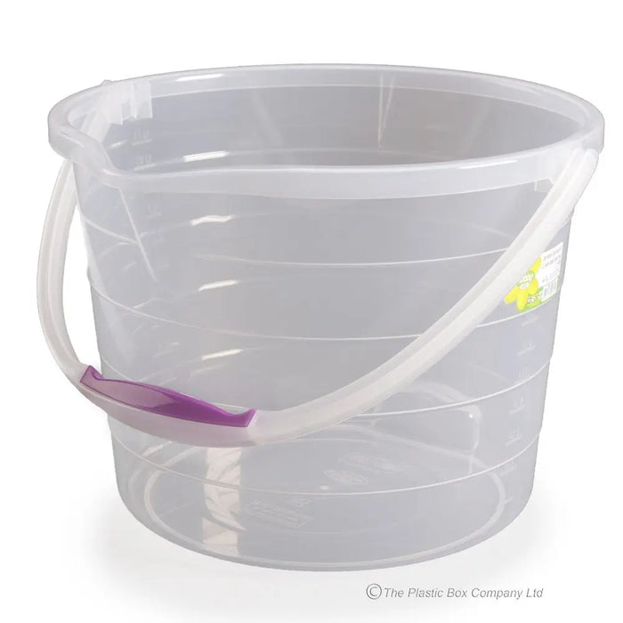 13 Litre Clear Stepped Plastic Bucket with Handle Hobby Life