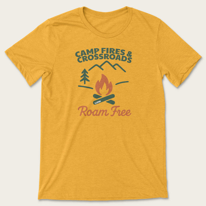 Camp Fires & Crossroads Tee - Heather Mustard