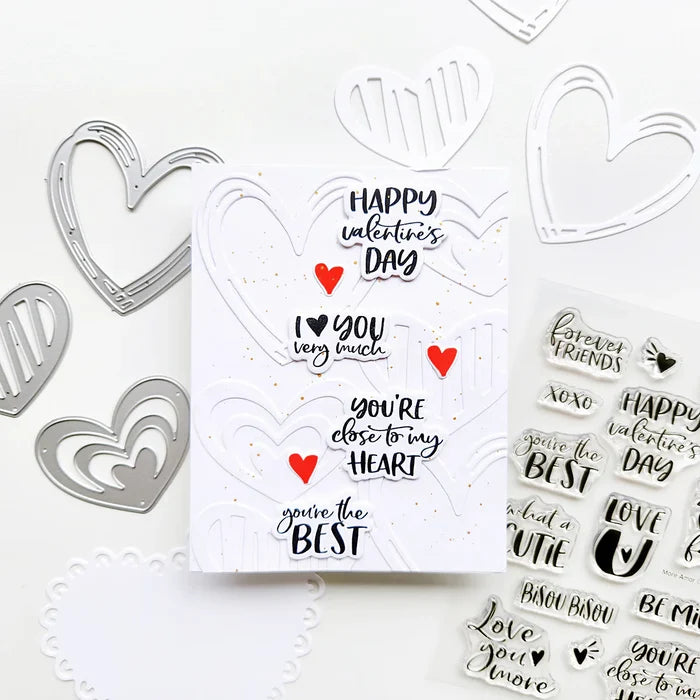 Catherine Pooler - Dies - Stack of Hearts. Available at Embellish Away located in Bowmanville Ontario Canada. Example by brand ambassador.