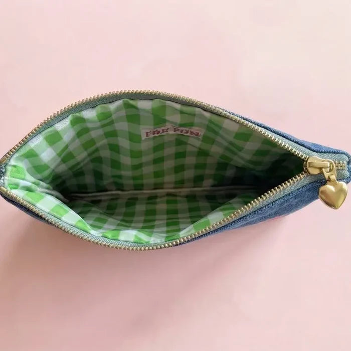 Denim + Bows - Bella: Large Structured Zipper Pouch
