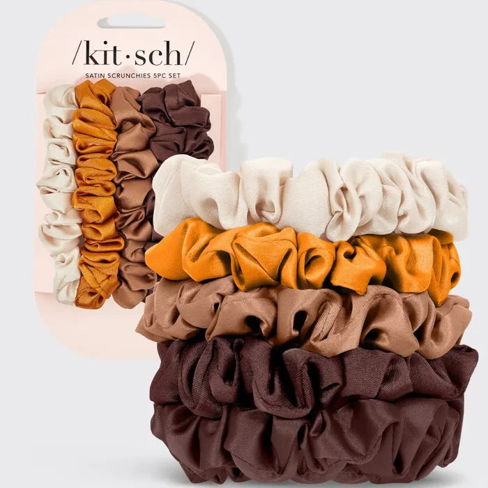 Kitsch Ultra Petitie Satin Scrunchies 5pc Set Sedona