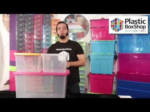 Pack of 4 - Shallow Shelf 52 CD Plastic Storage Box and Lid Wham Storage