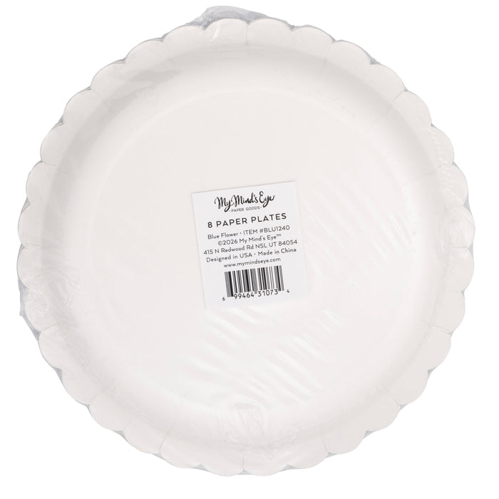 Round Blue Flower 8" Plate