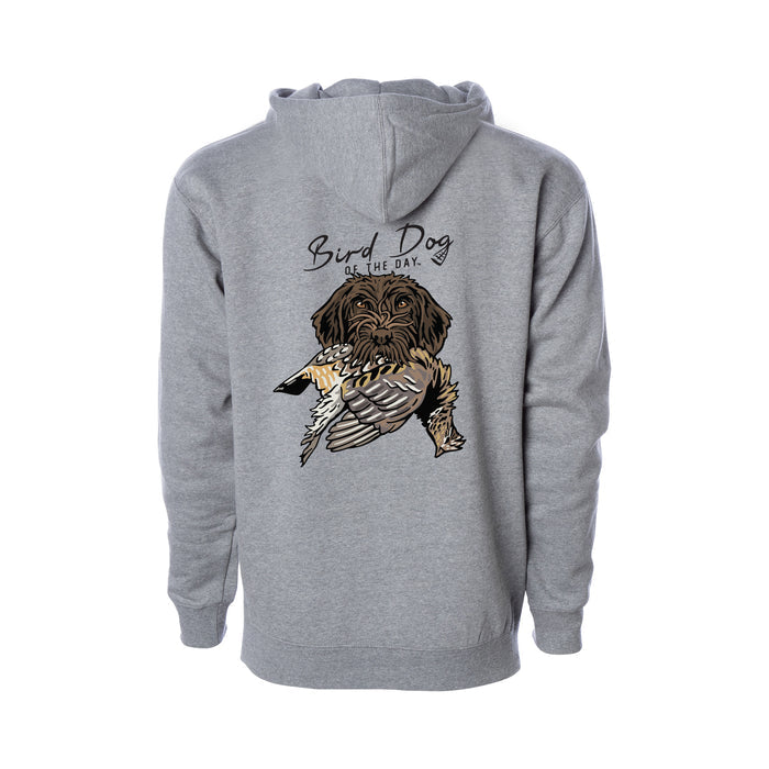 Wirehaired Pointing Griffon with a Ruffed Grouse / Heather Grey / XS