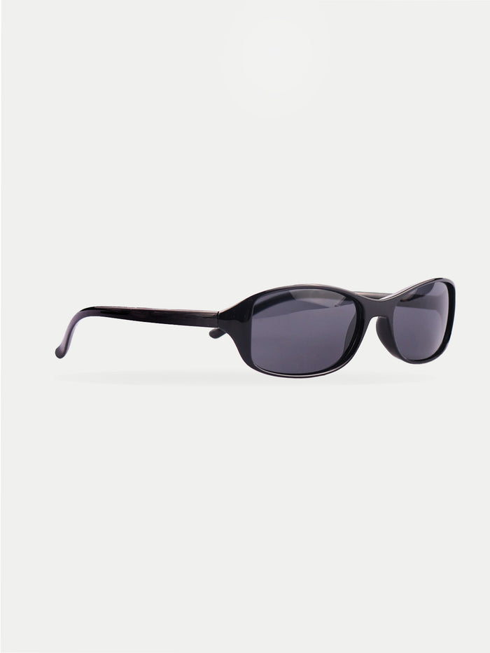 Thin Rectangle Frame Sunglasses | Black-Image 2
