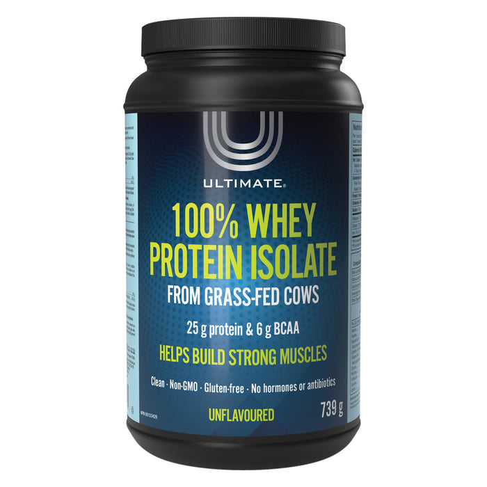 Tub of Ultimate® 100% Whey Protein Isolate Unflavoured 739g