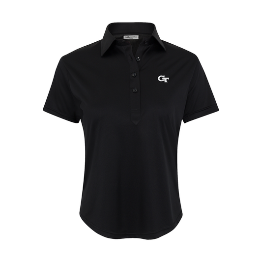 Georgia Tech Women's Cap Sleeve Semi Spread Polo Black