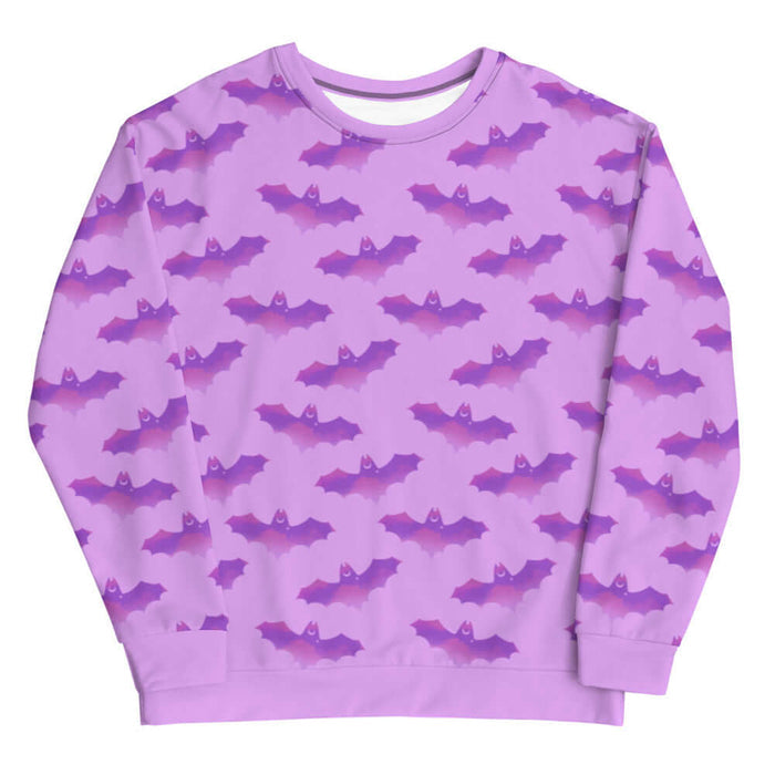 Aensland gothic sweatshirt in pink with watercolor bats and crescent moons