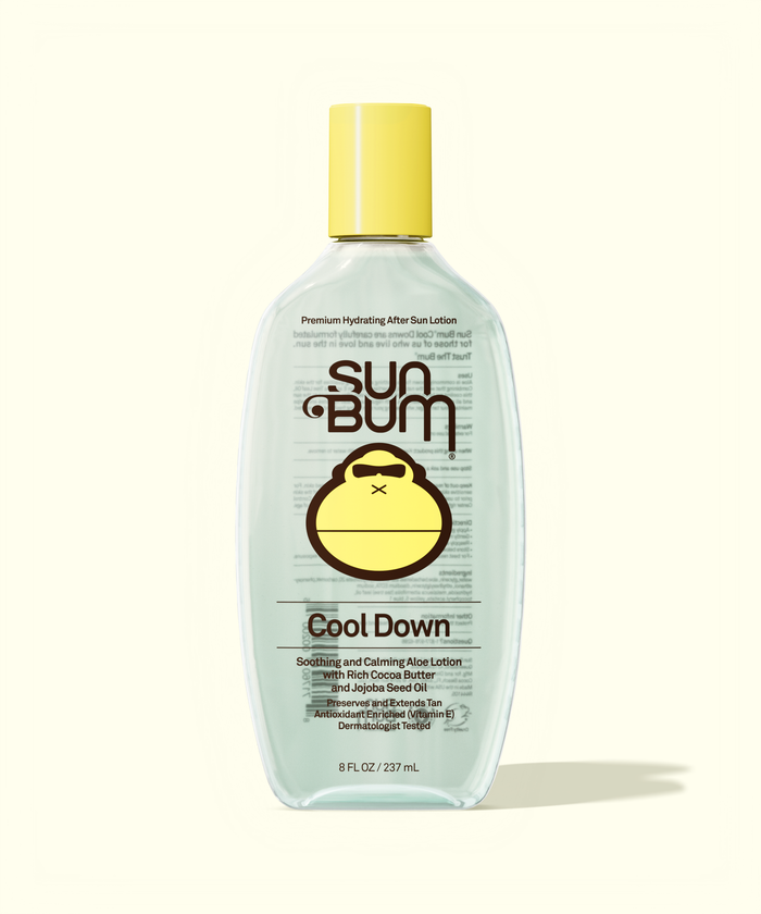 Sun Bum Cool Down after sun lotion bottle on a white background