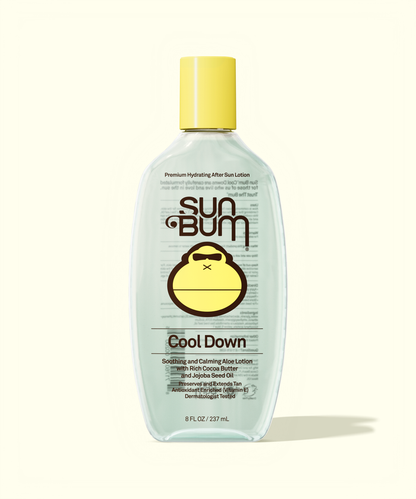 Sun Bum Cool Down after sun lotion bottle on a white background