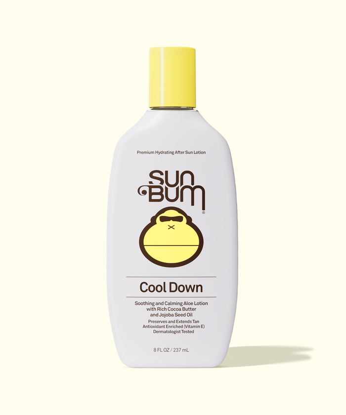 Sun Bum Cool Down after sun lotion bottle on a white background