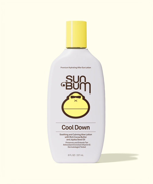 Sun Bum Cool Down after sun lotion bottle on a white background