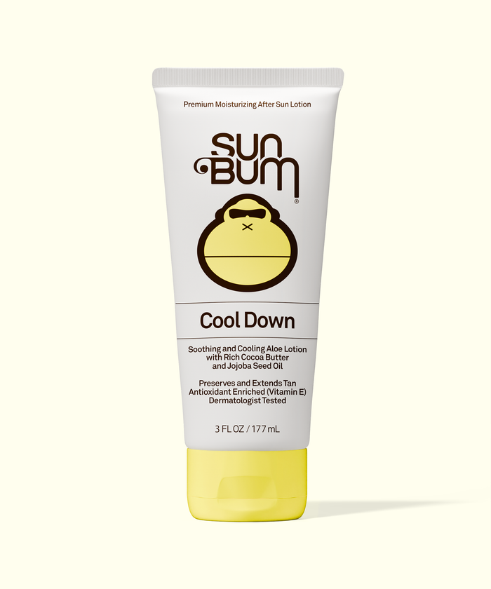 Sun Bum Cool Down after sun lotion tube on a white background