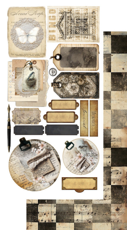 Alchemy Of Art - 6X12 Extras Paper - In Silence - Junk Journal. 6 Double-sided paper, mirror print, 250 gsm. At Embellish Away in Bowmanville Ontario Canada.