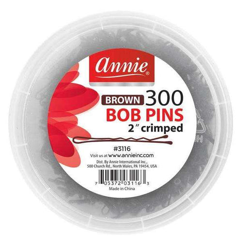 Annie Bob Pins Crimped 2 Inch, 300 Count, Brown