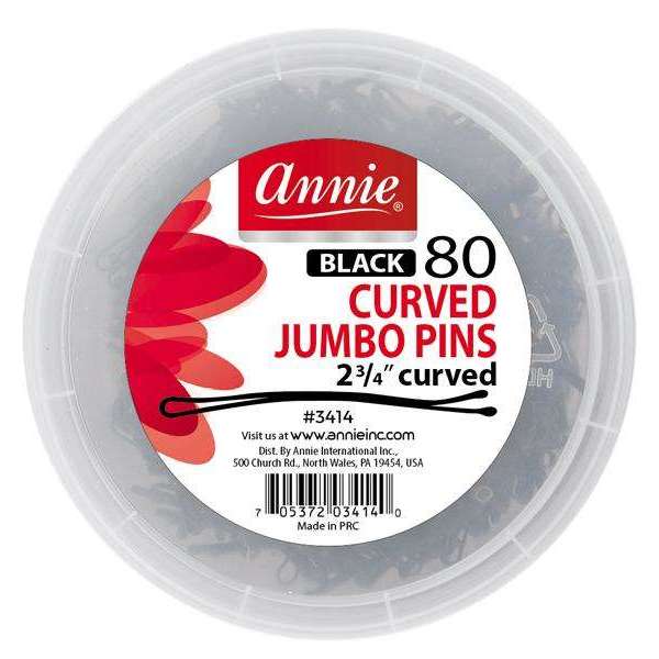 Annie Curved Jumbo Pins 2 3/4 Inch, 80 Count, Black