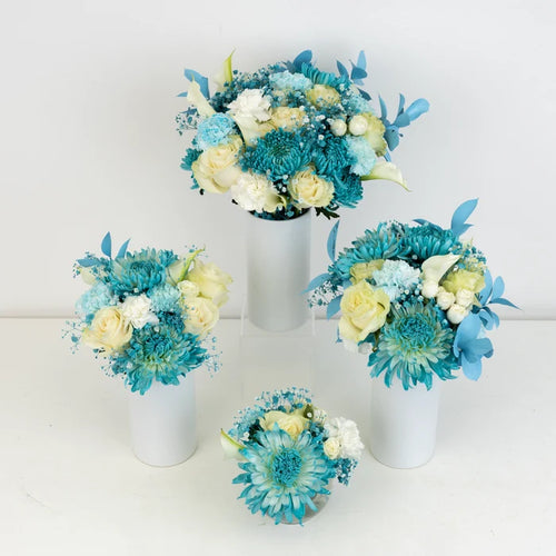 Aqua Bloom Flower Centerpieces Close Up - Image