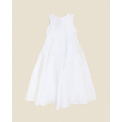 Bebe Ivory Duchess Satin Full Length Dress with Low Back