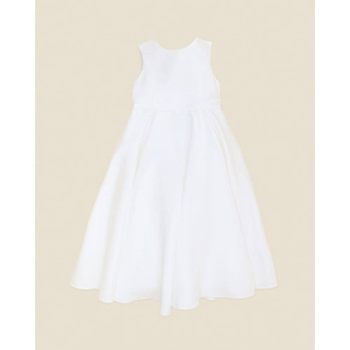 Bebe Ivory Duchess Satin Full Length Dress with Low Back