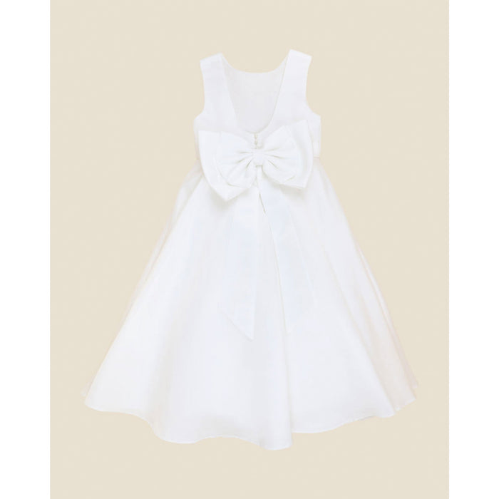 Bebe Ivory Duchess Satin Full Length Dress with Low Back