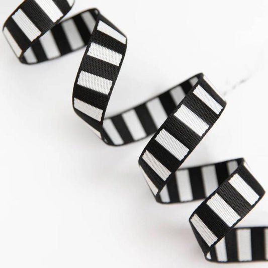 Black/White Stripe 1" Webbing