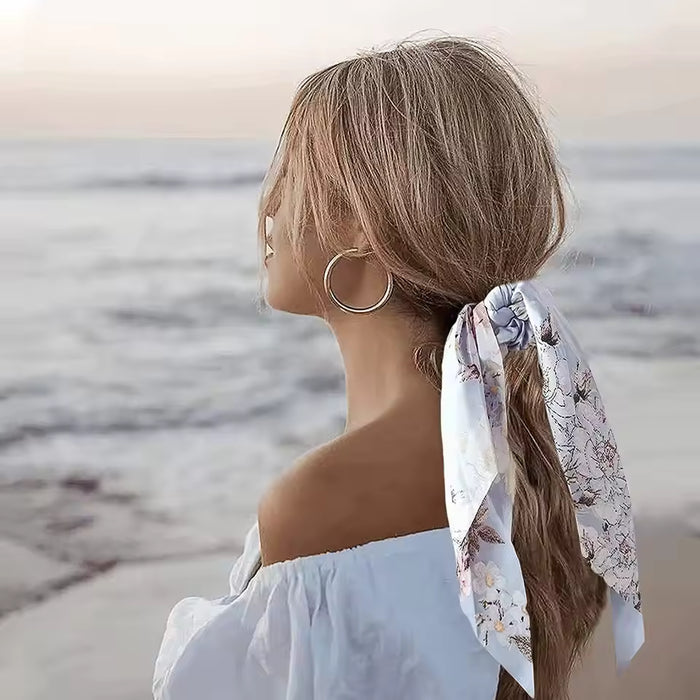 Blush Polka Dot Satin Scarf Scrunchie