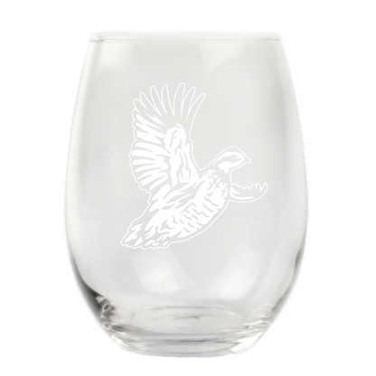 Bobwhite Quail Stemless Wine Glass