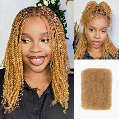 honey color afro kinky bulk human hair extensions
