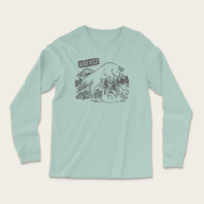 Born Wild Long Sleeve - Heather Dusty Blue