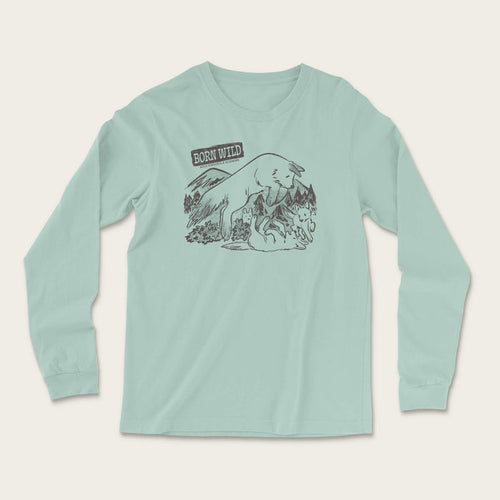 Born Wild Long Sleeve - Heather Dusty Blue
