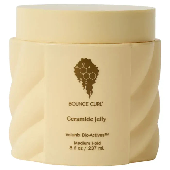 Bounce Curl Ceramide Jelly for curly hair, medium hold styling product in 8 fl oz jar