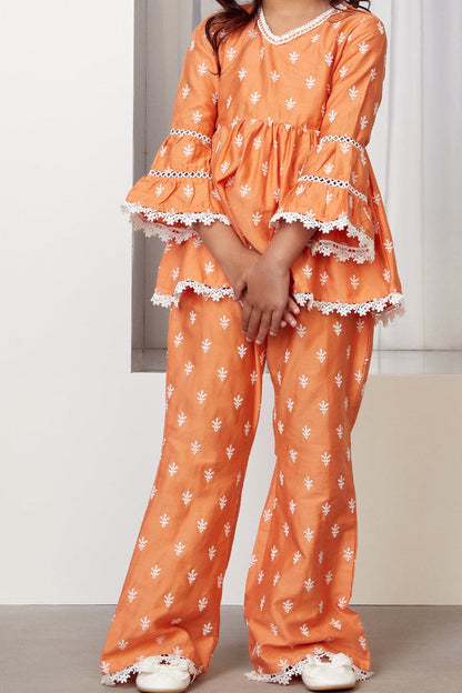 Bud Supima Cotton Orange Kurta Set