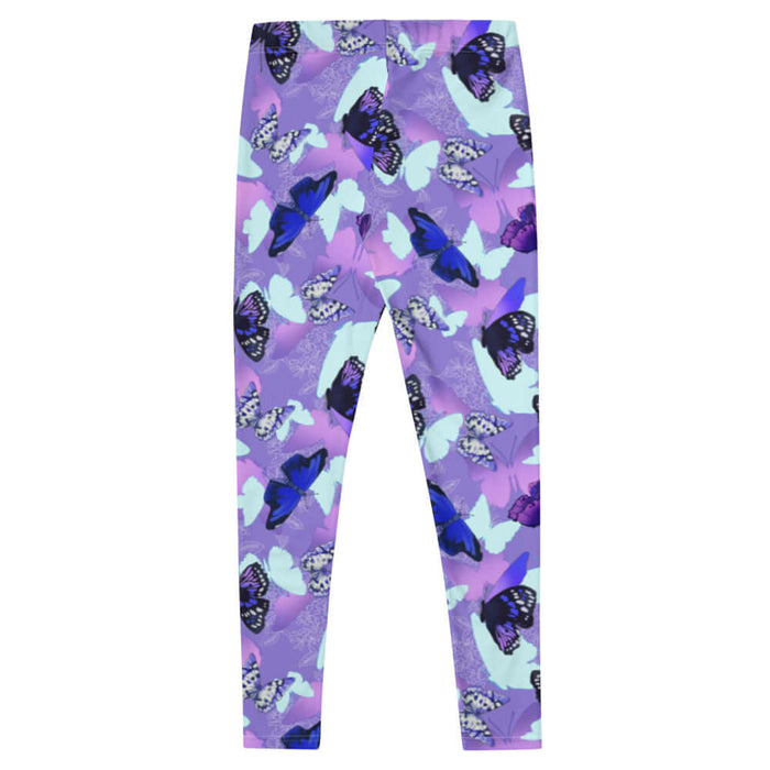 Butterfly kawaii leggings with navy butterflies and white-spotted wings