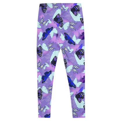 Butterfly kawaii leggings with navy butterflies and white-spotted wings