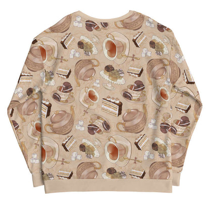 Latte kawaii Café sweatshirt with heart-shaped teacups and sugar cubes