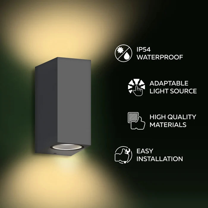 Calex Bergamo Wall Light - Up & Down - 2x GU10 - Grey