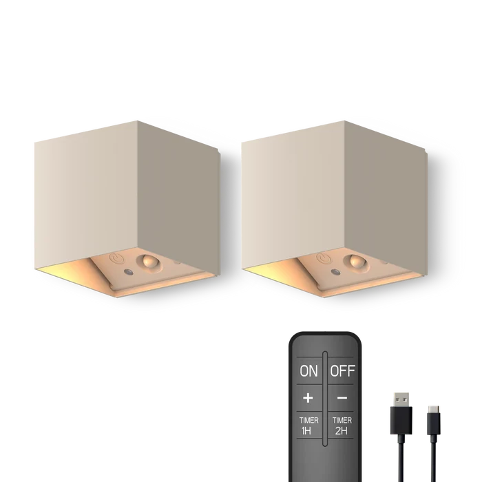 Calex Falerna Rechargeable Wall Light - 2 Pack - Sand