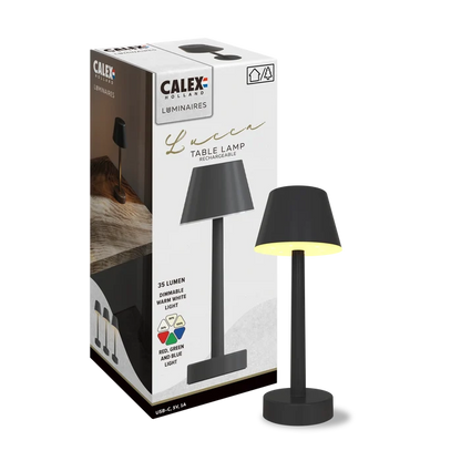 Calex Lucca Rechargeable Table Lamp - Black