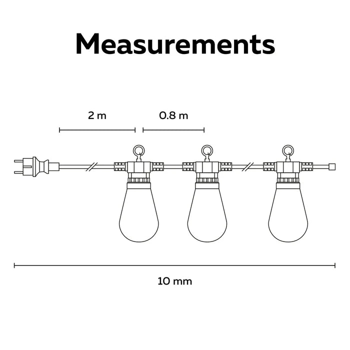 Calex String light 10M - Warm White - 10 bulbs