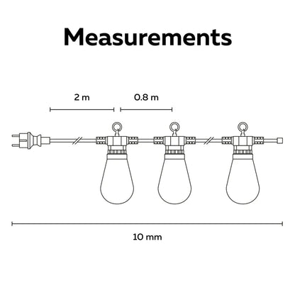 Calex String light 10M - Warm White - 10 bulbs