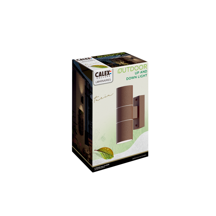 Calex Turin Wall Light - Up & Down - 2x GU10 - Rust