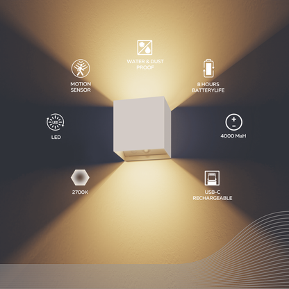 Calex Volterra Rechargeable Wall Light - Up & Down - White