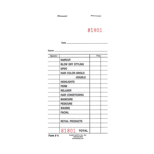 Cameo Check Pads Form 4 Professional Salon Products