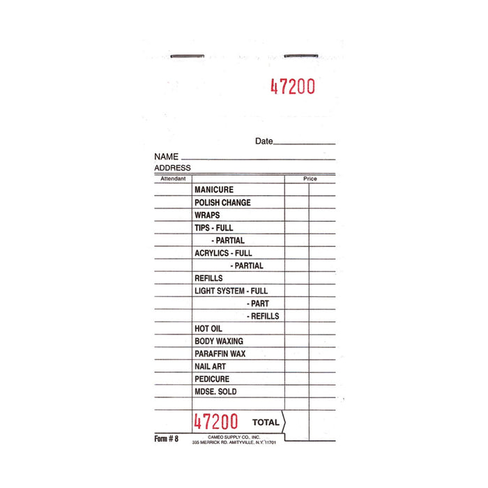 Cameo Check Pads Form 8 Professional Salon Products