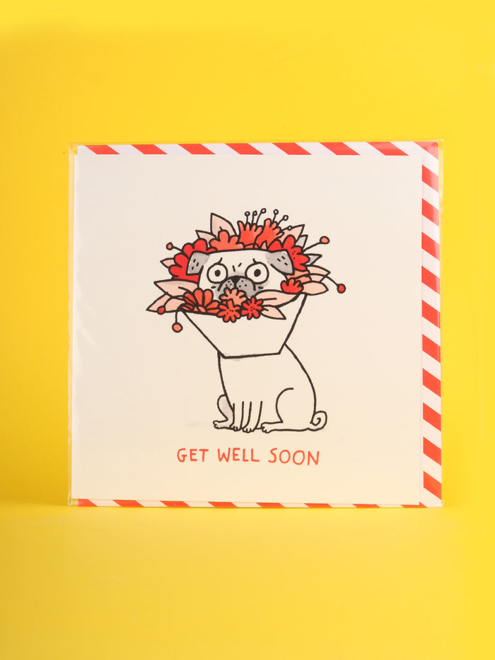 Card - Get Well Soon Pug | One Colour-Image 1