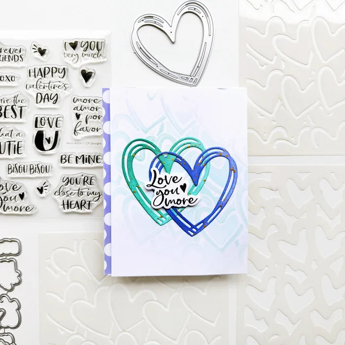 Catherine Pooler - Dies - Stack of Hearts. Available at Embellish Away located in Bowmanville Ontario Canada. Example by brand ambassador.