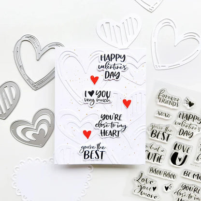 Catherine Pooler - Dies - Stack of Hearts. Available at Embellish Away located in Bowmanville Ontario Canada. Example by brand ambassador.