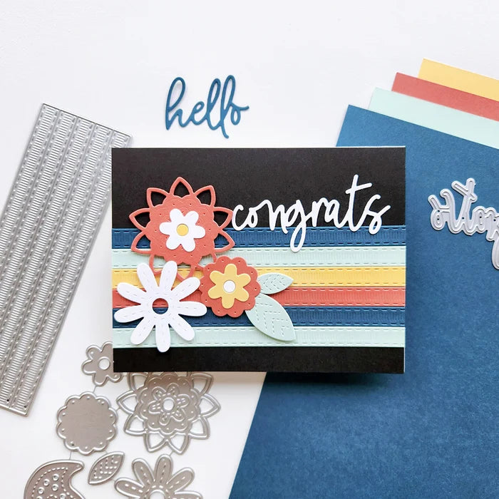 Catherine Pooler - Word Dies - Scripted Sentiments Trio. Die Cuts Hello, Congrats and Thanks. Available at Embellish Away located in Bowmanville Ontario Canada. Example by brand ambassador.