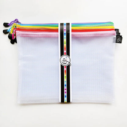 Catherine Pooler Designs - Storage - Large Project Pouches - Rainbow Set of 6. Measures 13" x 9.5". Available at Embellish Away in Bowmanville Ontario Canada.