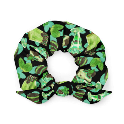 Choco Mint kawaii scrunchie in mint with chocolate-dipped popsicles and fresh mint leaves